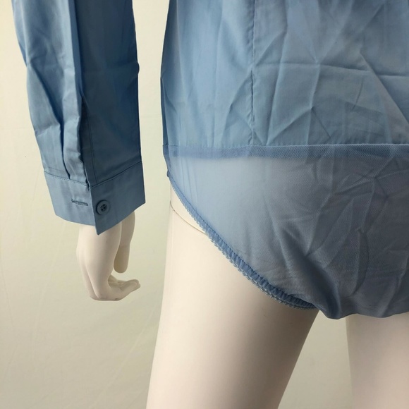 Blouse Long Sleeve Top Blue Large Button Down - Picture 6 of 8